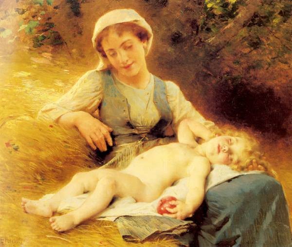 A Mother With Her Sleeping Child
